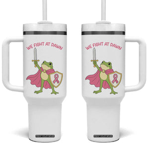 Funny Breast Cancer Warrior Frog Tumbler With Handle We Fight At Dawn