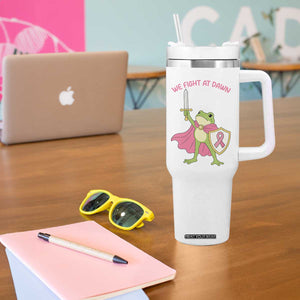 Funny Breast Cancer Warrior Frog Tumbler With Handle We Fight At Dawn
