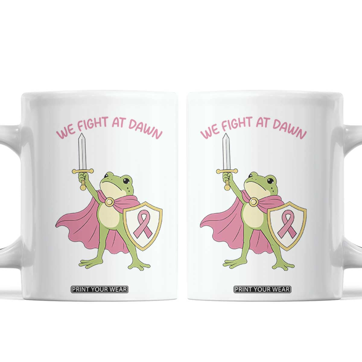 Funny Breast Cancer Warrior Frog Coffee Mug We Fight At Dawn