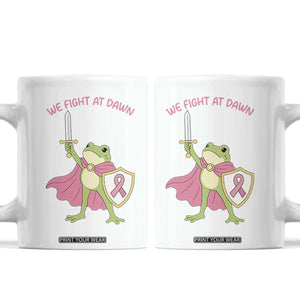 Funny Breast Cancer Warrior Frog Coffee Mug We Fight At Dawn