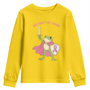 Funny Breast Cancer Warrior Frog Youth Sweatshirt We Fight At Dawn