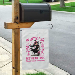 Breast Cancer Halloween Witch Garden Flag In October We Wear Pink