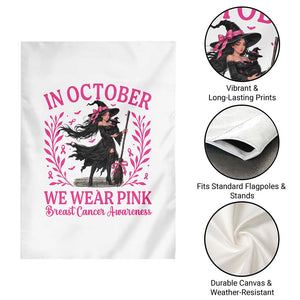 Breast Cancer Halloween Witch Garden Flag In October We Wear Pink