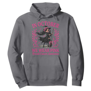Breast Cancer Halloween Witch Hoodie In October We Wear Pink