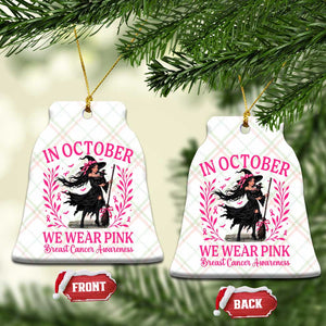 Breast Cancer Halloween Witch Ceramic Ornament In October We Wear Pink