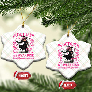 Breast Cancer Halloween Witch Ceramic Ornament In October We Wear Pink