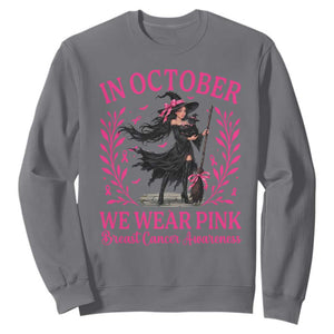 Breast Cancer Halloween Witch Sweatshirt In October We Wear Pink