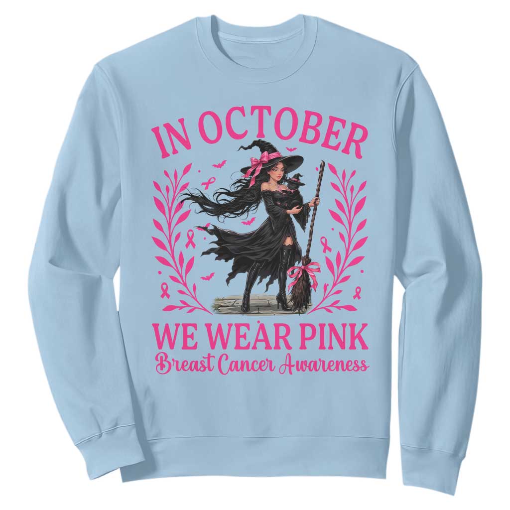 Breast Cancer Halloween Witch Sweatshirt In October We Wear Pink