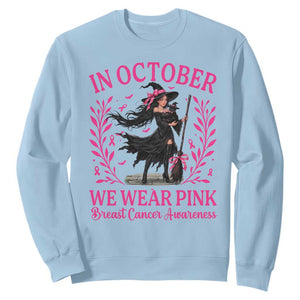 Breast Cancer Halloween Witch Sweatshirt In October We Wear Pink