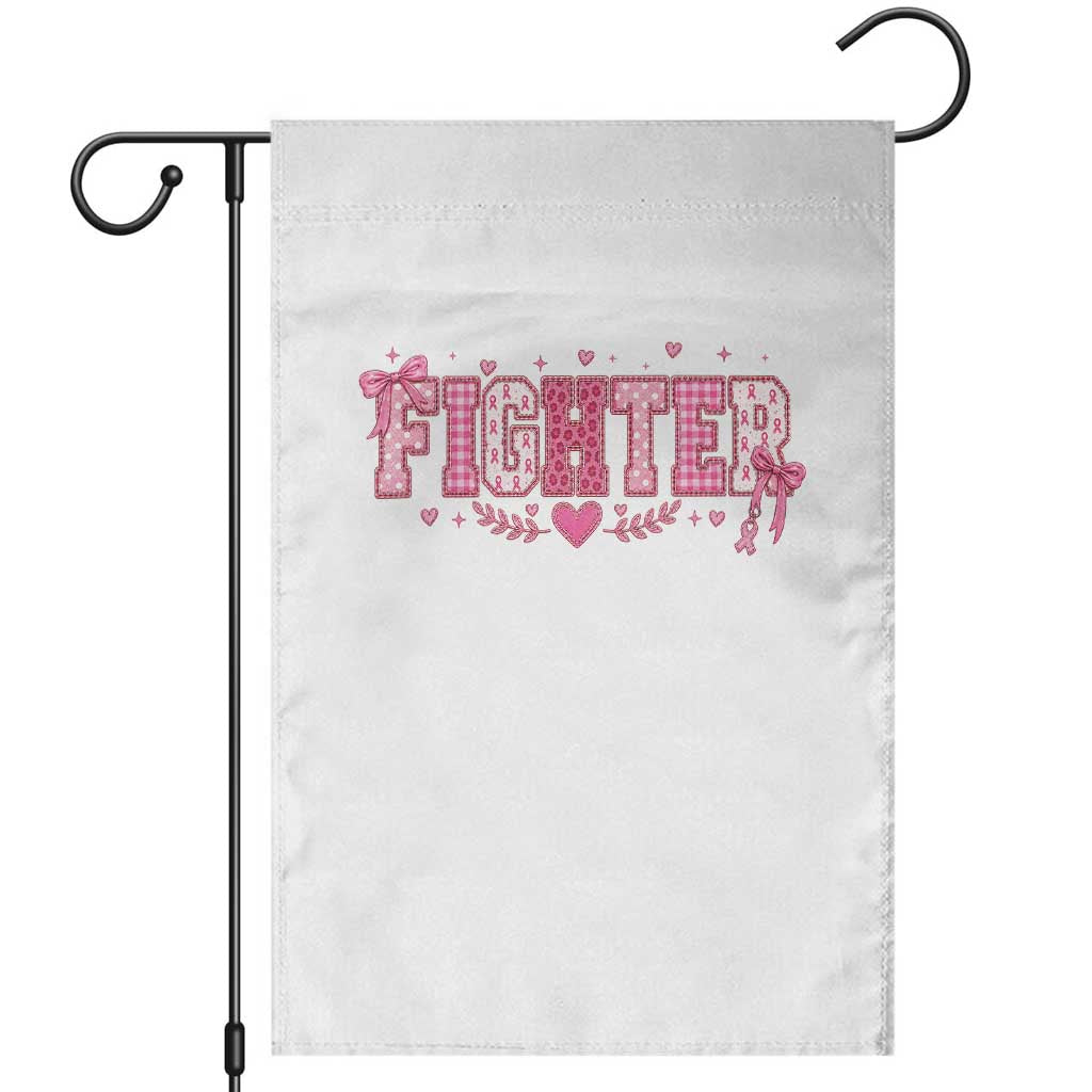 Breast Cancer Fighter Support Garden Flag Pink Coquette Bow Ribbon Strength