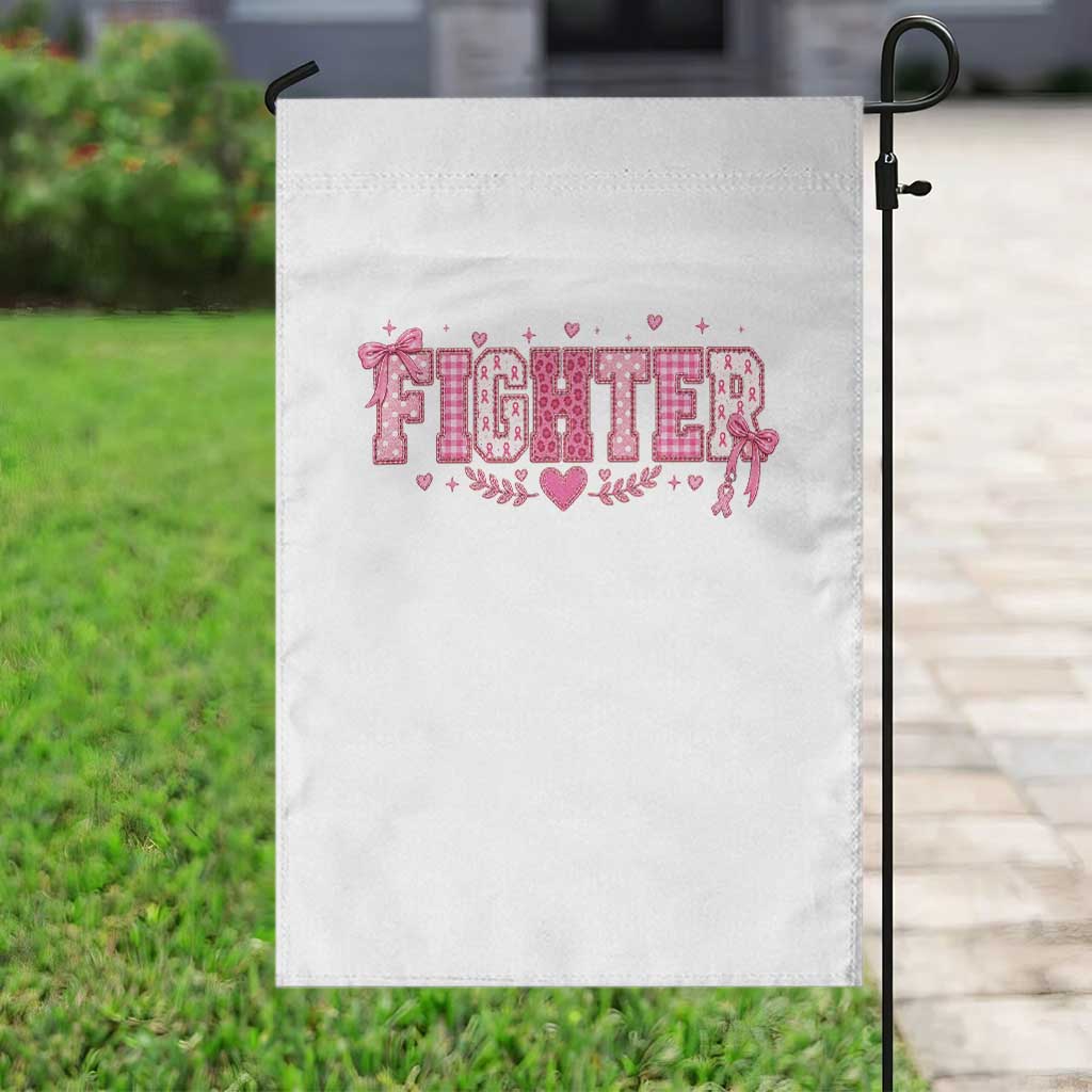 Breast Cancer Fighter Support Garden Flag Pink Coquette Bow Ribbon Strength