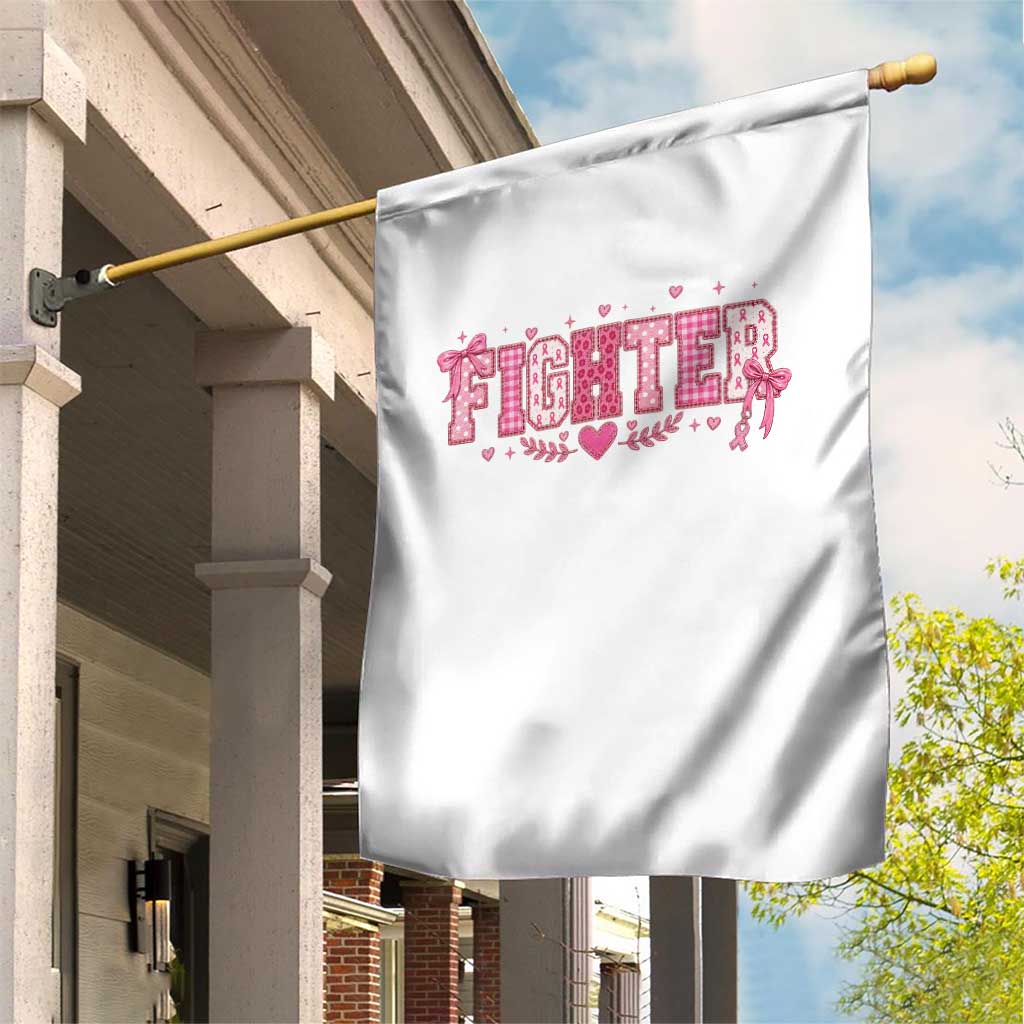 Breast Cancer Fighter Support Garden Flag Pink Coquette Bow Ribbon Strength