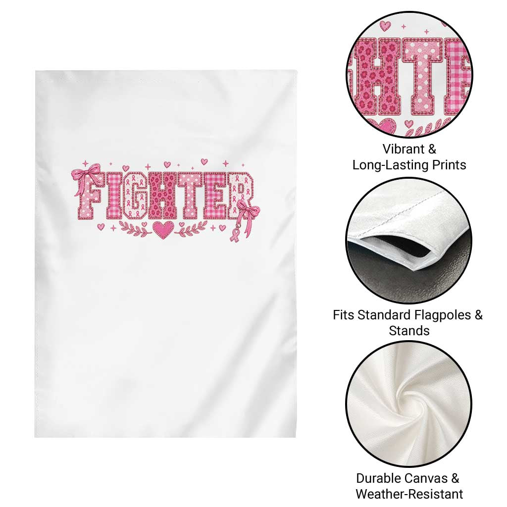 Breast Cancer Fighter Support Garden Flag Pink Coquette Bow Ribbon Strength