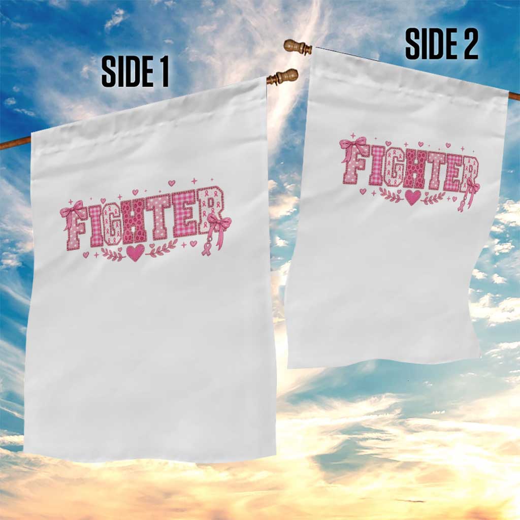 Breast Cancer Fighter Support Garden Flag Pink Coquette Bow Ribbon Strength