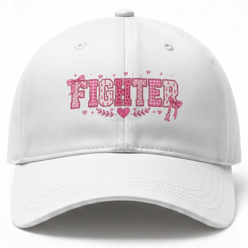 Breast Cancer Fighter Support Baseball Cap Pink Coquette Bow Ribbon Strength