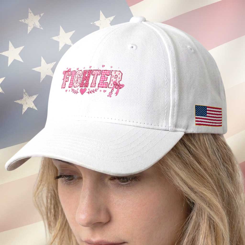 Breast Cancer Fighter Support Baseball Cap Pink Coquette Bow Ribbon Strength