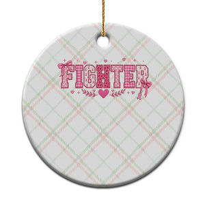 Breast Cancer Fighter Support Ceramic Ornament Pink Coquette Bow Ribbon Strength