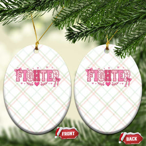 Breast Cancer Fighter Support Ceramic Ornament Pink Coquette Bow Ribbon Strength