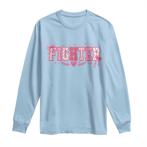 Breast Cancer Fighter Support Long Sleeve Shirt Pink Coquette Bow Ribbon Strength