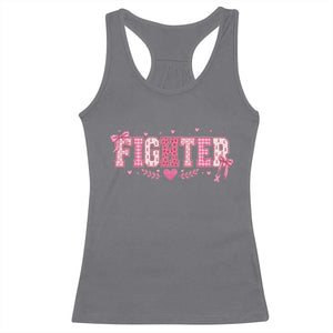Breast Cancer Fighter Support Racerback Tank Top Pink Coquette Bow Ribbon Strength