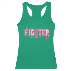 Breast Cancer Fighter Support Racerback Tank Top Pink Coquette Bow Ribbon Strength