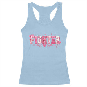 Breast Cancer Fighter Support Racerback Tank Top Pink Coquette Bow Ribbon Strength