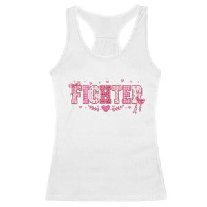 Breast Cancer Fighter Support Racerback Tank Top Pink Coquette Bow Ribbon Strength