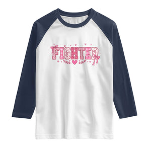 Breast Cancer Fighter Support Raglan Shirt Pink Coquette Bow Ribbon Strength