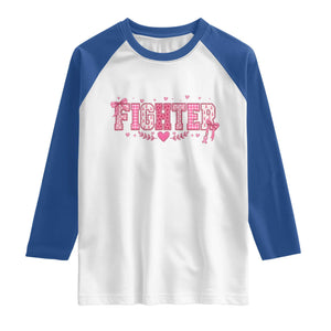 Breast Cancer Fighter Support Raglan Shirt Pink Coquette Bow Ribbon Strength