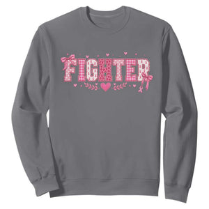 Breast Cancer Fighter Support Sweatshirt Pink Coquette Bow Ribbon Strength