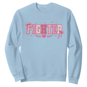Breast Cancer Fighter Support Sweatshirt Pink Coquette Bow Ribbon Strength