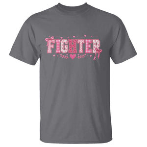 Breast Cancer Fighter Support T Shirt Pink Coquette Bow Ribbon Strength