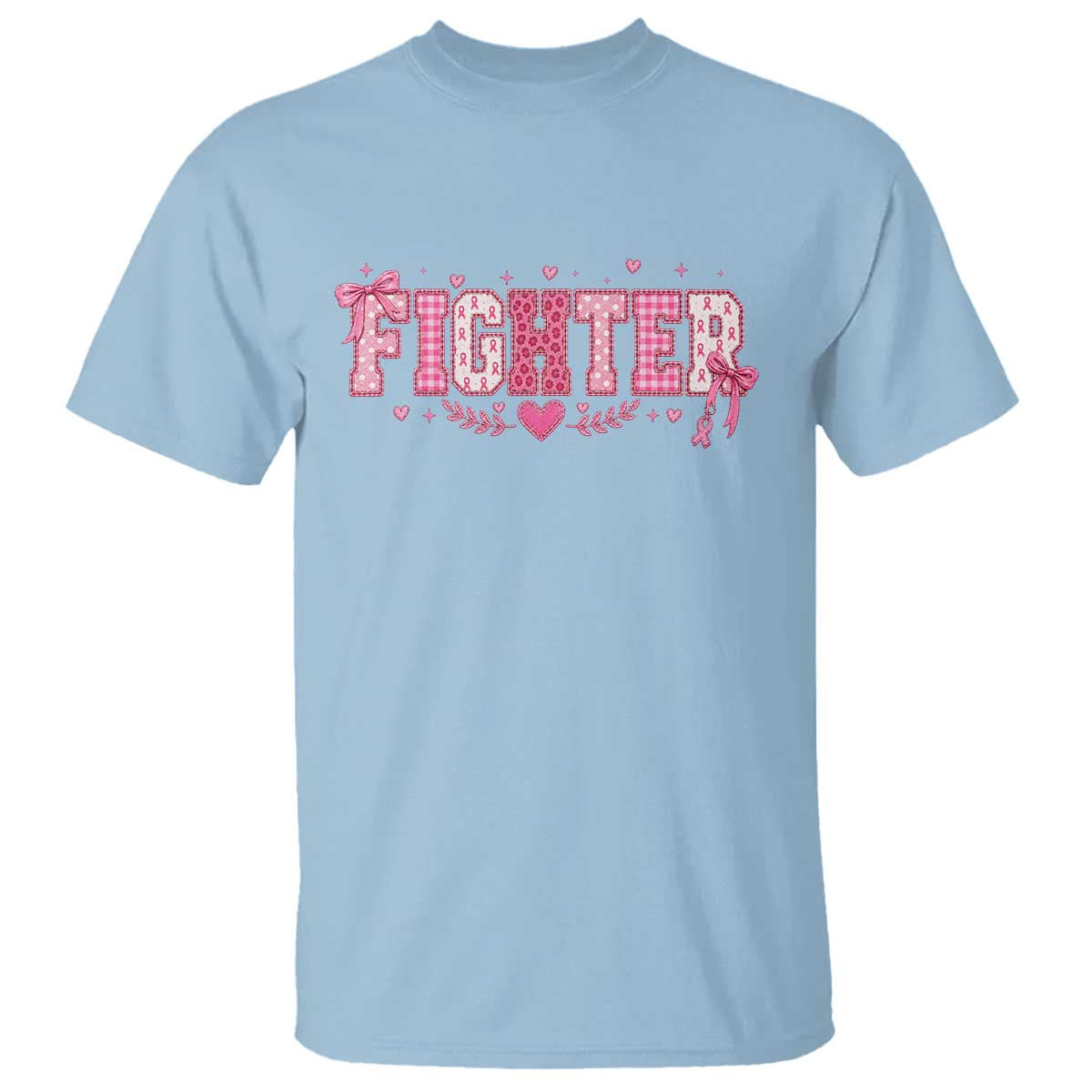 Breast Cancer Fighter Support T Shirt Pink Coquette Bow Ribbon Strength