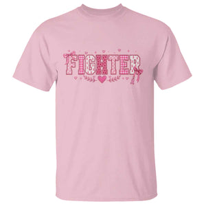 Breast Cancer Fighter Support T Shirt Pink Coquette Bow Ribbon Strength