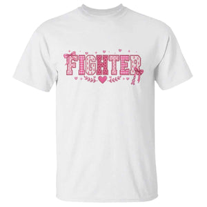 Breast Cancer Fighter Support T Shirt Pink Coquette Bow Ribbon Strength