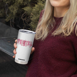 Breast Cancer Fighter Support Tumbler Cup Pink Coquette Bow Ribbon Strength