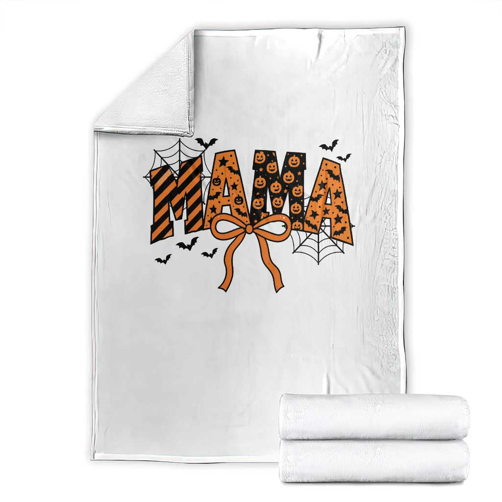 Halloween Mama Throw Blanket Funny Spooky Coquette Bow Autumn Party