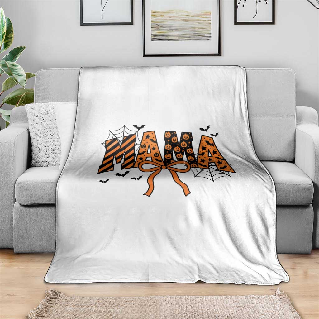 Halloween Mama Throw Blanket Funny Spooky Coquette Bow Autumn Party