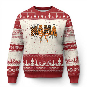 Halloween Mama Ugly Christmas Sweater Funny Spooky Coquette Bow Autumn Party