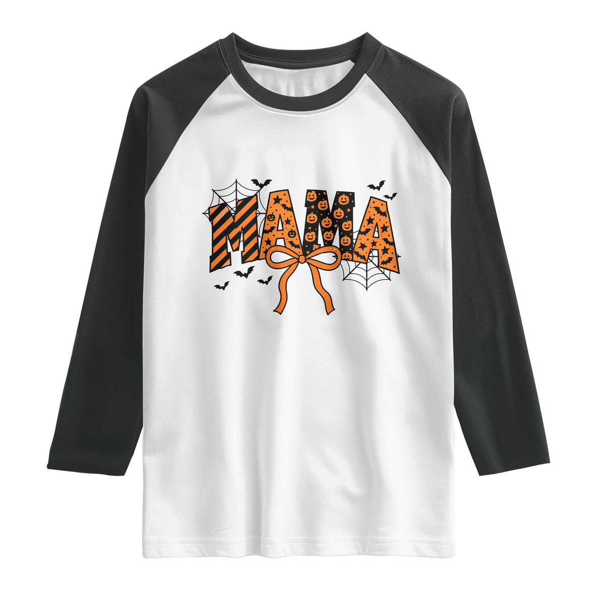Halloween Mama Raglan Shirt Funny Spooky Coquette Bow Autumn Party
