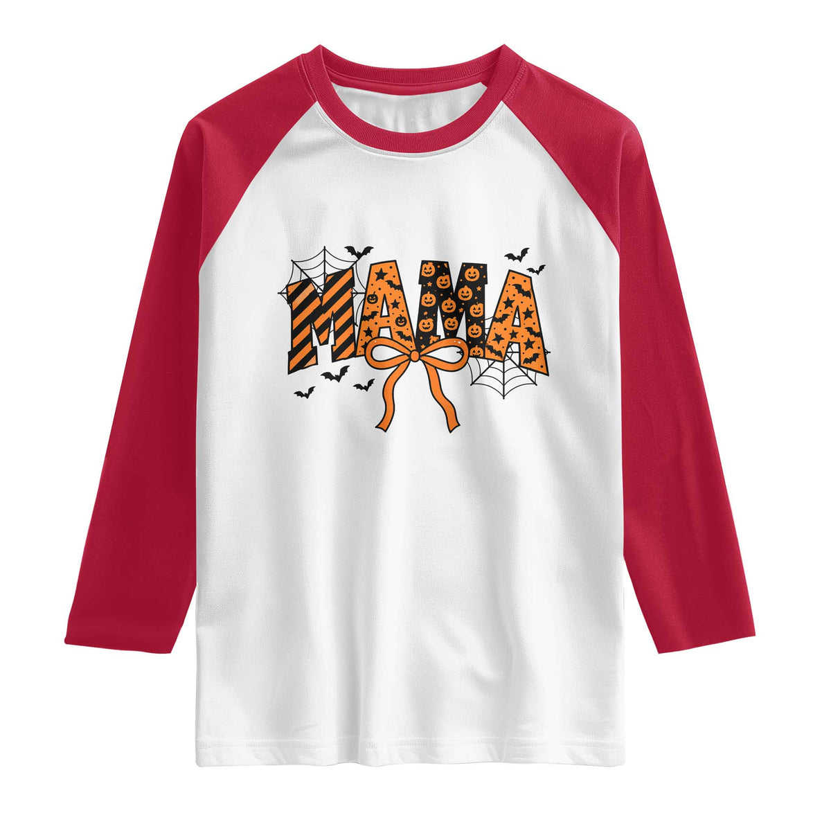 Halloween Mama Raglan Shirt Funny Spooky Coquette Bow Autumn Party
