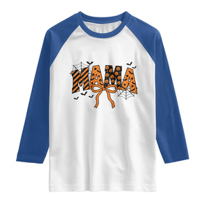 Halloween Mama Raglan Shirt Funny Spooky Coquette Bow Autumn Party