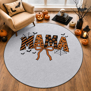 Halloween Mama Round Rug Funny Spooky Coquette Bow Autumn Party