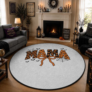 Halloween Mama Round Rug Funny Spooky Coquette Bow Autumn Party
