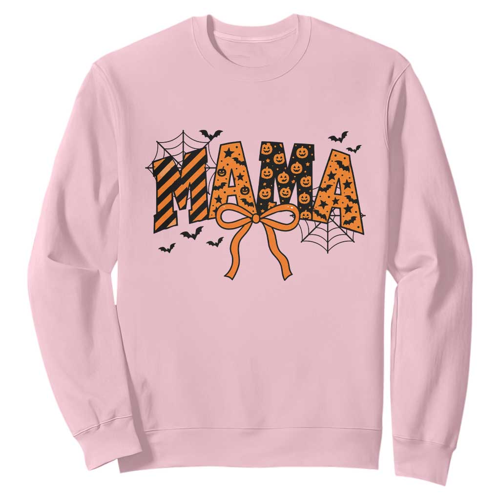 Halloween Mama Sweatshirt Funny Spooky Coquette Bow Autumn Party