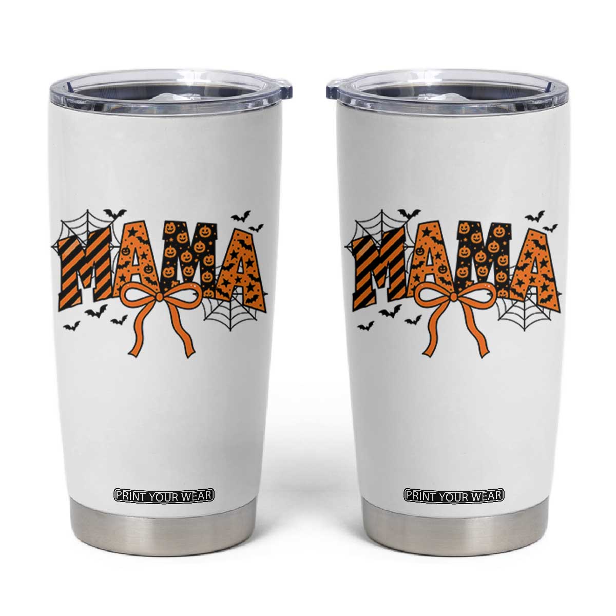 Halloween Mama Tumbler Cup Funny Spooky Coquette Bow Autumn Party