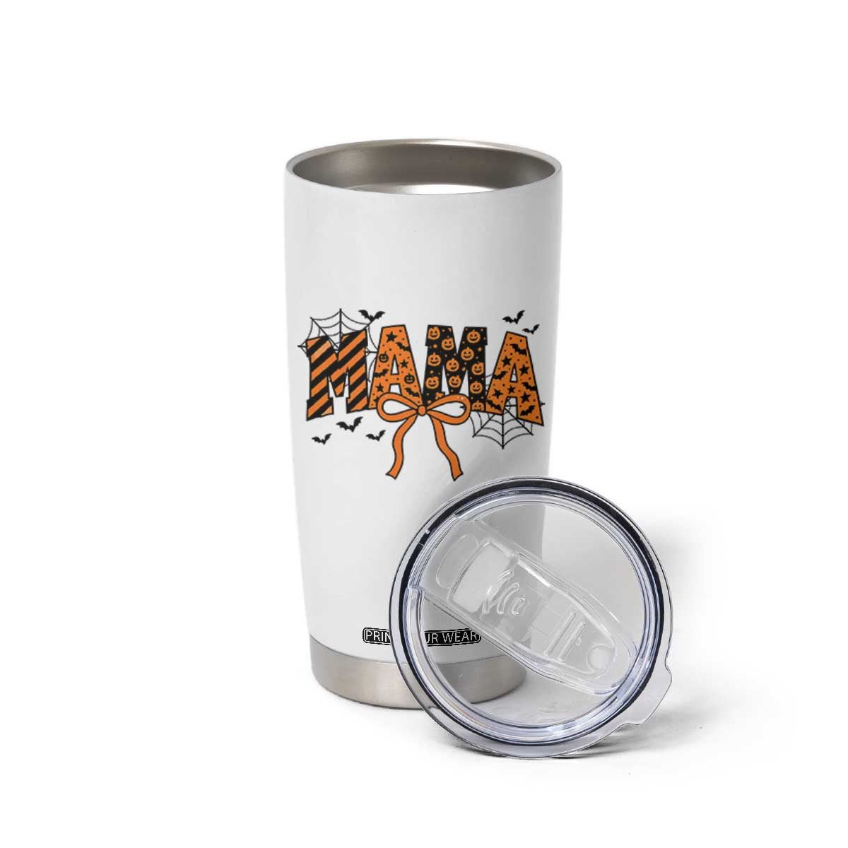 Halloween Mama Tumbler Cup Funny Spooky Coquette Bow Autumn Party