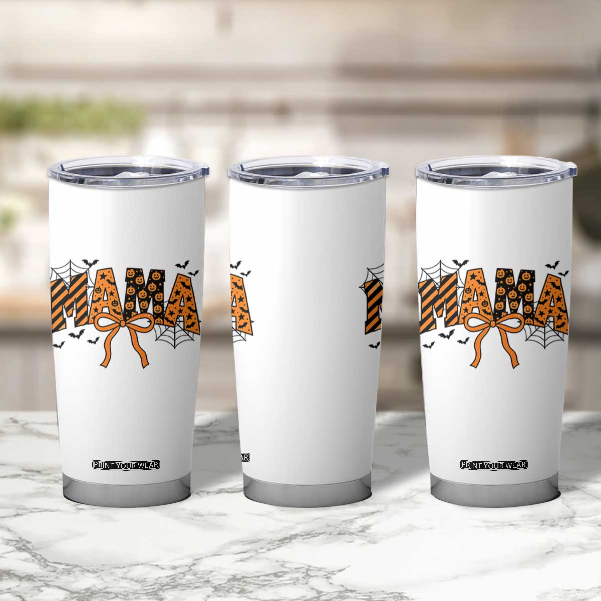 Halloween Mama Tumbler Cup Funny Spooky Coquette Bow Autumn Party