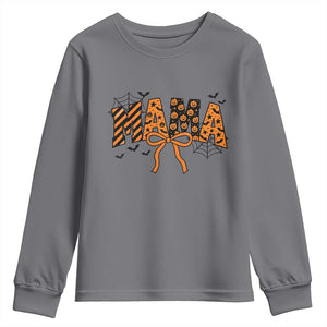 Halloween Mama Youth Sweatshirt Funny Spooky Coquette Bow Autumn Party