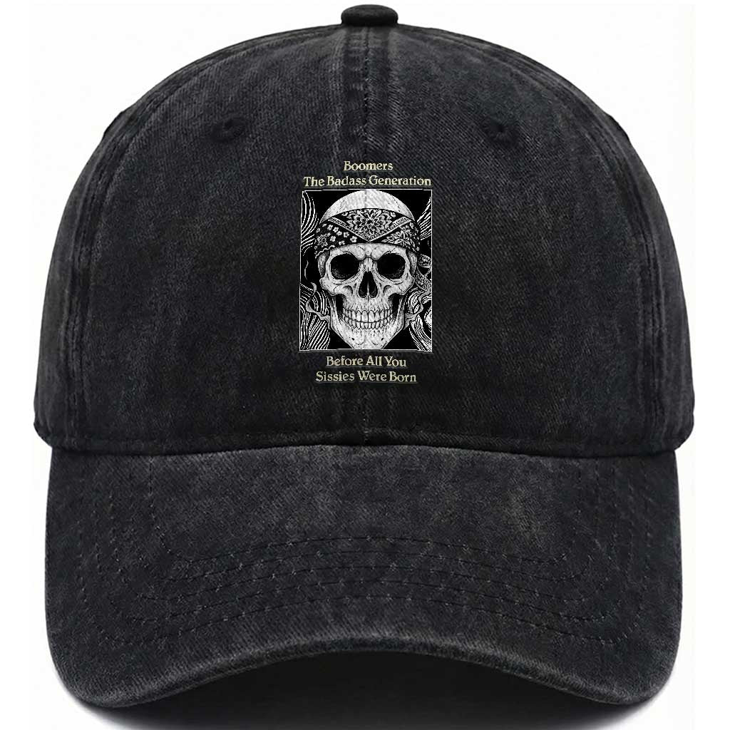 Baby Boomers Generation Washed Cotton Baseball Cap Retro Badass Quote Gift TS12 Print Your Wear
